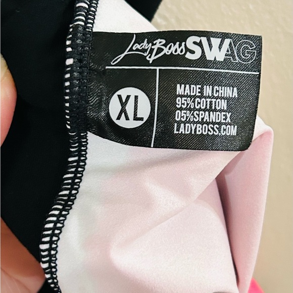 Black Work Out Tank Top with Pink & White Tie Dye Accents - Picture 2 of 4